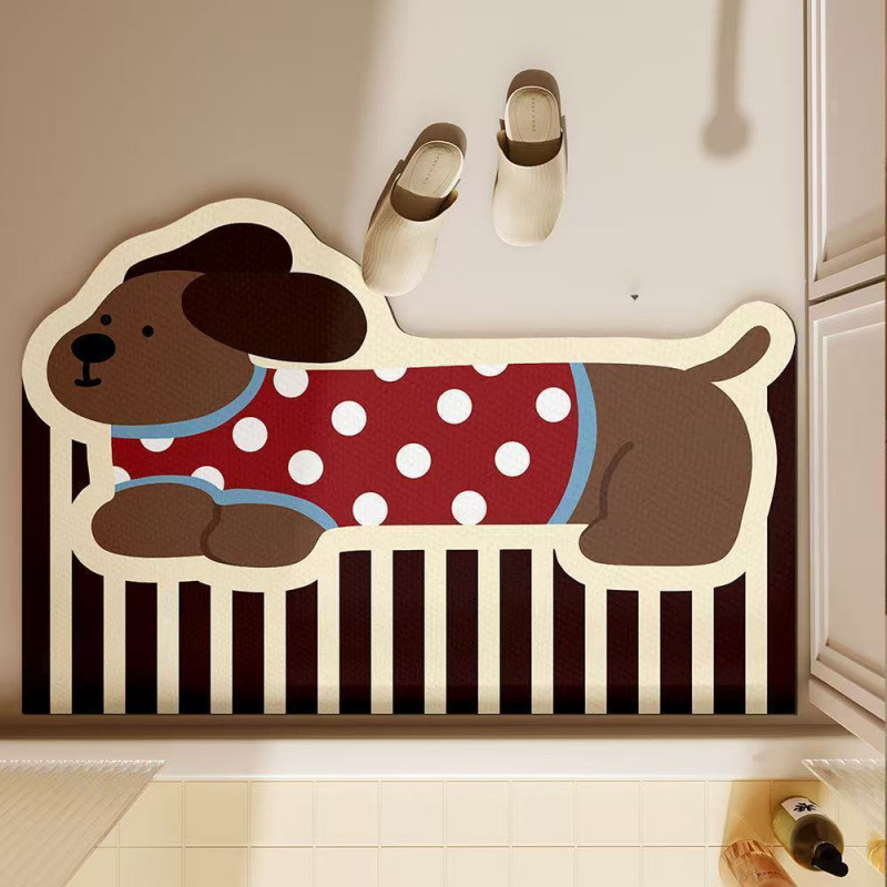 Quick Dry Diatomite Bath Mat - Cute Dachshund Dog Bath Mat Absorbent