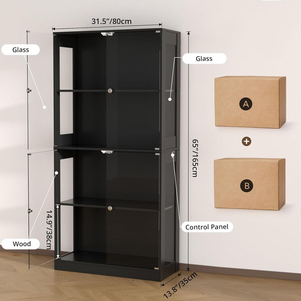 65 Glass Door Display Cabinet, - đánh giá và giá Storage & Organization