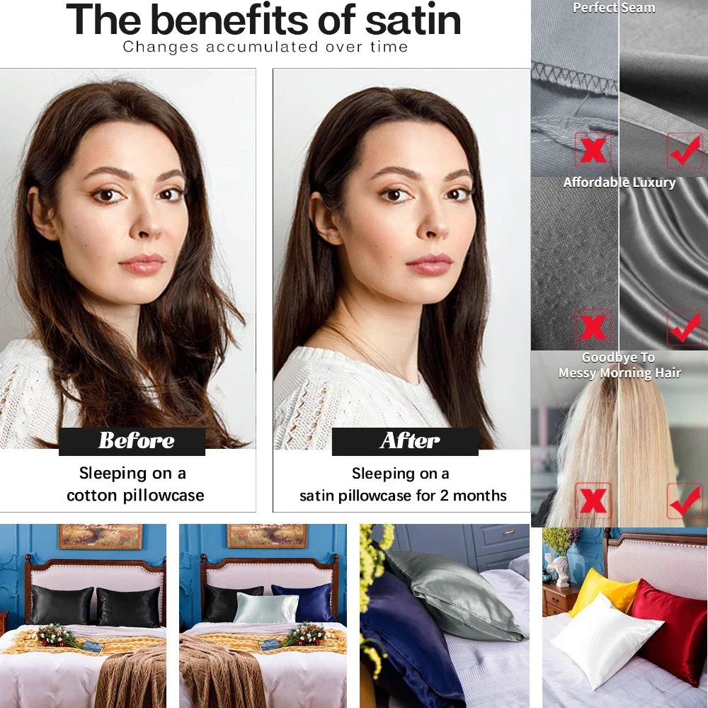 2 Pack Satin Pillowcase for Ha - đánh giá và giá Satin Silk Pillowcase Hair Skin