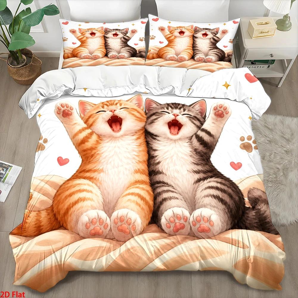 3Pc Cute Cat Print Duvet Cover - đánh giá và giá Duvet Cover Sets With Zipper
