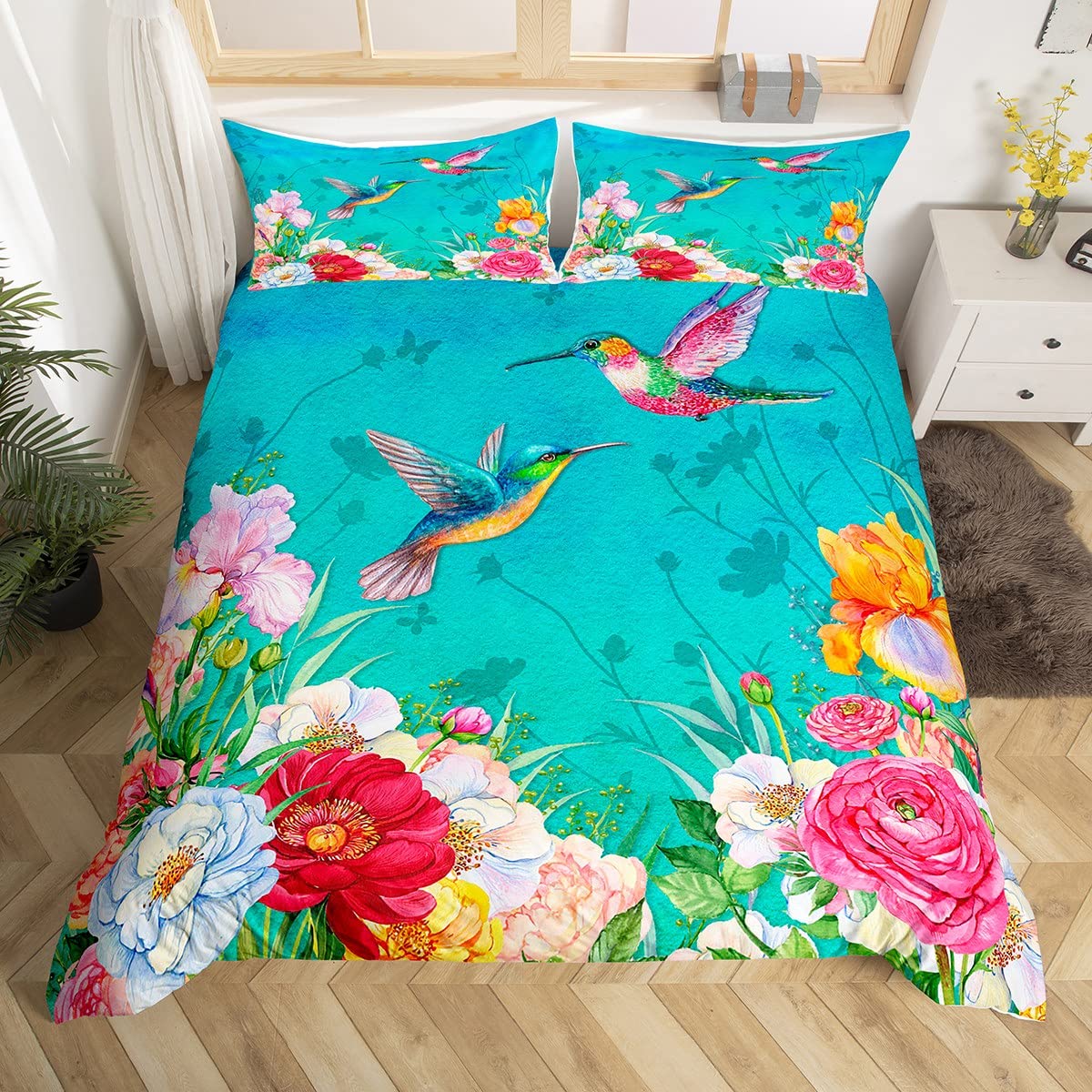 Hummingbird Bedding Set Luxury - đánh giá và giá Aesthetic Floral Duvet Cover