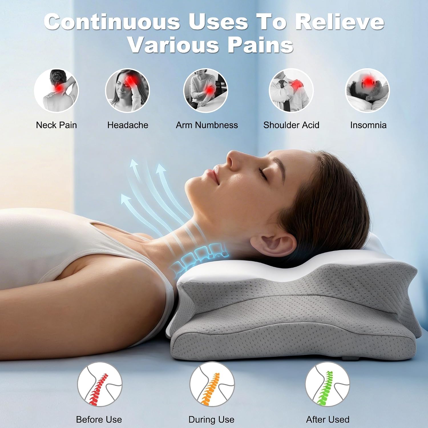 Cervical Neck Pillow for Pain  - đánh giá và giá Memory Foam Orthopedic Pillow Neck Pain
