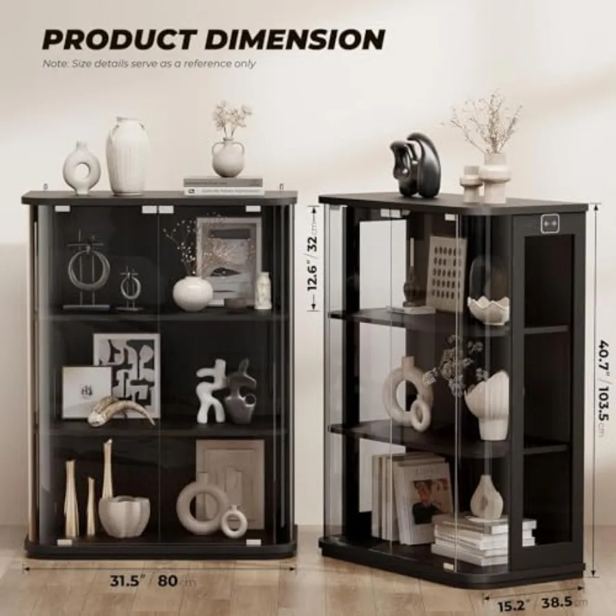 3-Tier Rounded Display Cabinet - đánh giá và giá Lighting