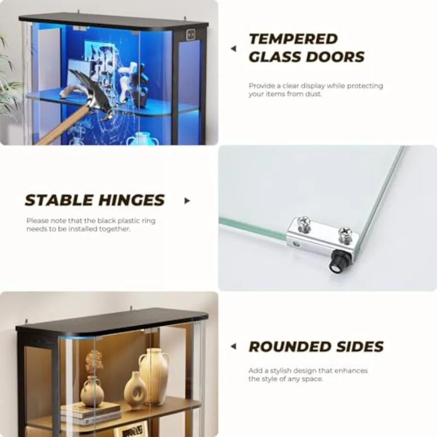 3-Tier Rounded Display Cabinet - đánh giá và giá Lighting