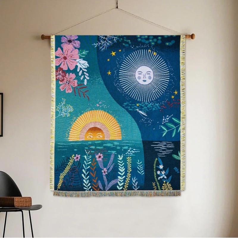 Celestial Sun Moon Woven Tapes - đánh giá và giá Boho Throw Blanket Fringe