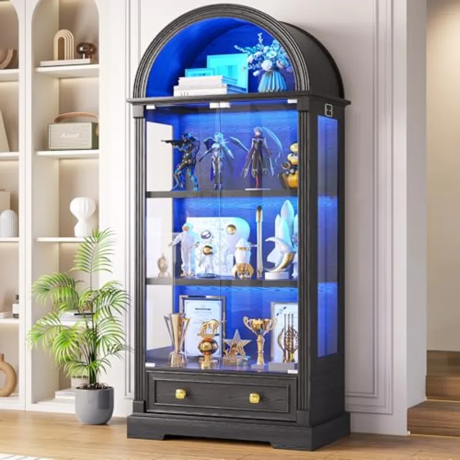 Curio Cabinet with Glass Doors - đánh giá và giá Lighting