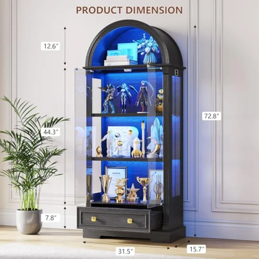 Curio Cabinet with Glass Doors - đánh giá và giá Lighting