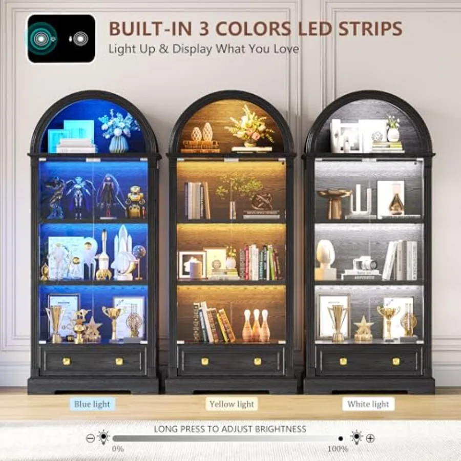 Curio Cabinet with Glass Doors - đánh giá và giá Lighting