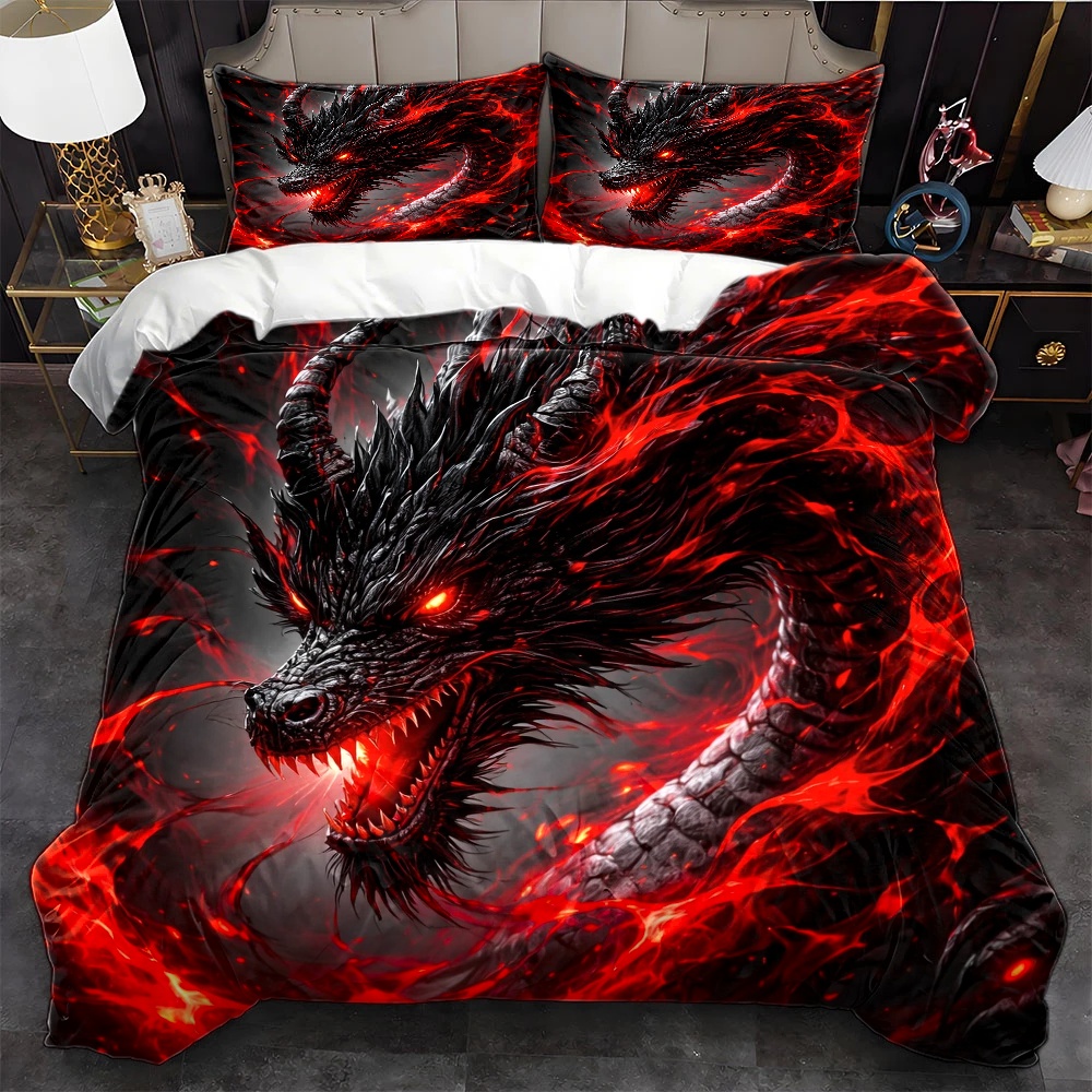 3Pc Dark Dragon Duvet Cover Se - đánh giá và giá Duvet Cover Sets With Zipper