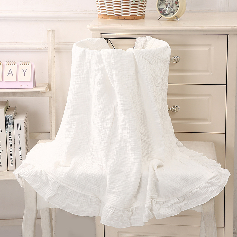 100% Cotton Ruffled Muslin Bla - đánh giá và giá Muslin Cotton Bedspread