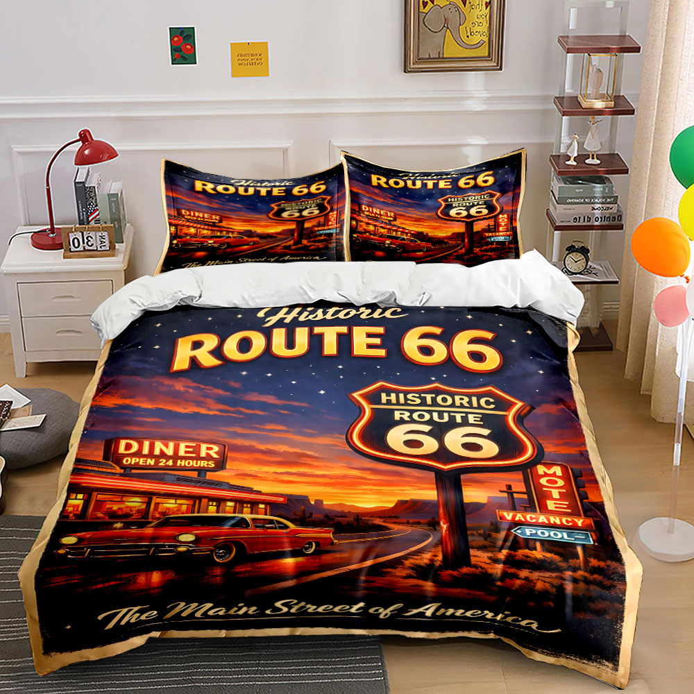 Nostalgic Night on Route 66 Pa - đánh giá và giá Duvet Cover Sets With Zipper