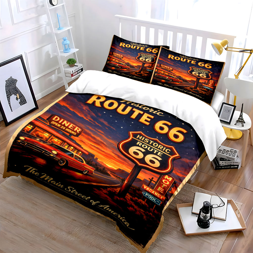 Nostalgic Night on Route 66 Pa - đánh giá và giá Duvet Cover Sets With Zipper