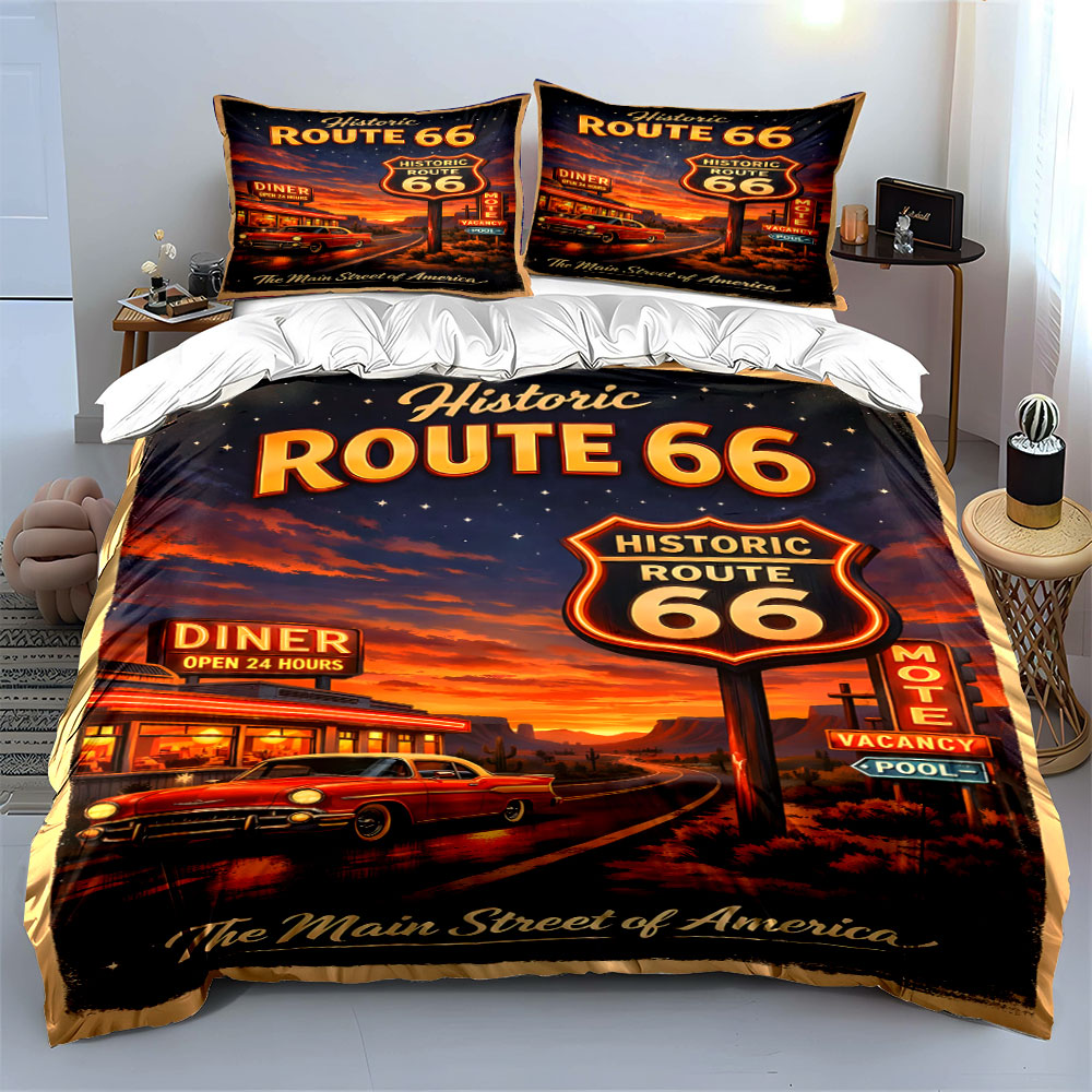 Nostalgic Night on Route 66 Pa - đánh giá và giá Duvet Cover Sets With Zipper