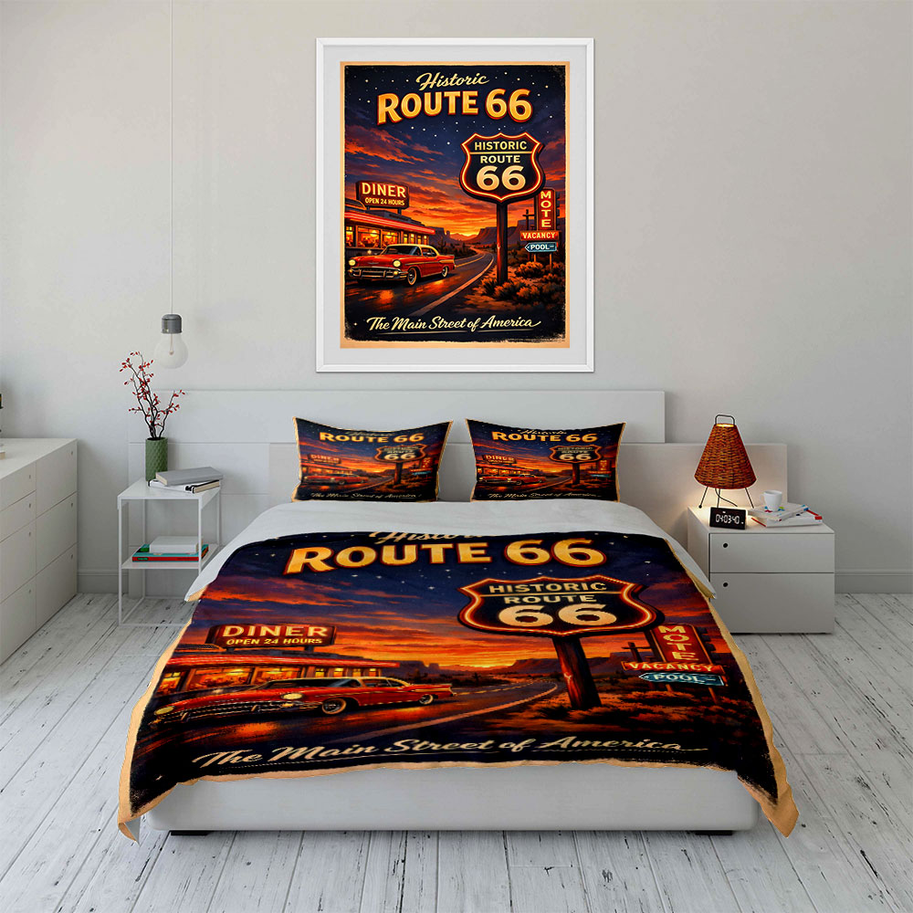 Nostalgic Night on Route 66 Pa - đánh giá và giá Duvet Cover Sets With Zipper