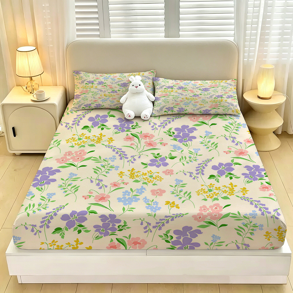 Colorful Flower Fitted Sheet 3 - đánh giá và giá Fitted Bed Sheets Deep Pocket