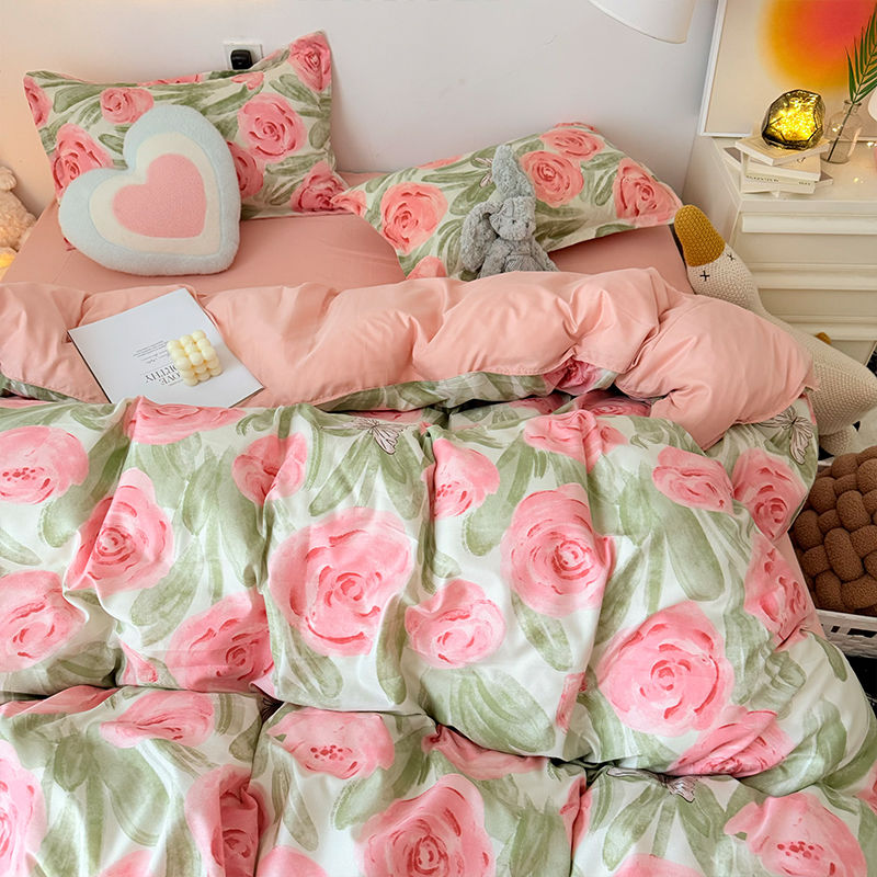 Pink Rose Duvet Cover Set with - đánh giá và giá Duvet Cover Sets With Zipper