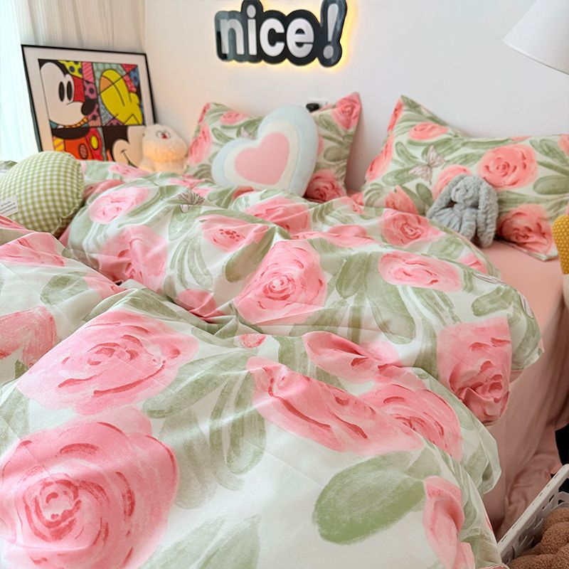 Pink Rose Duvet Cover Set with - đánh giá và giá Duvet Cover Sets With Zipper