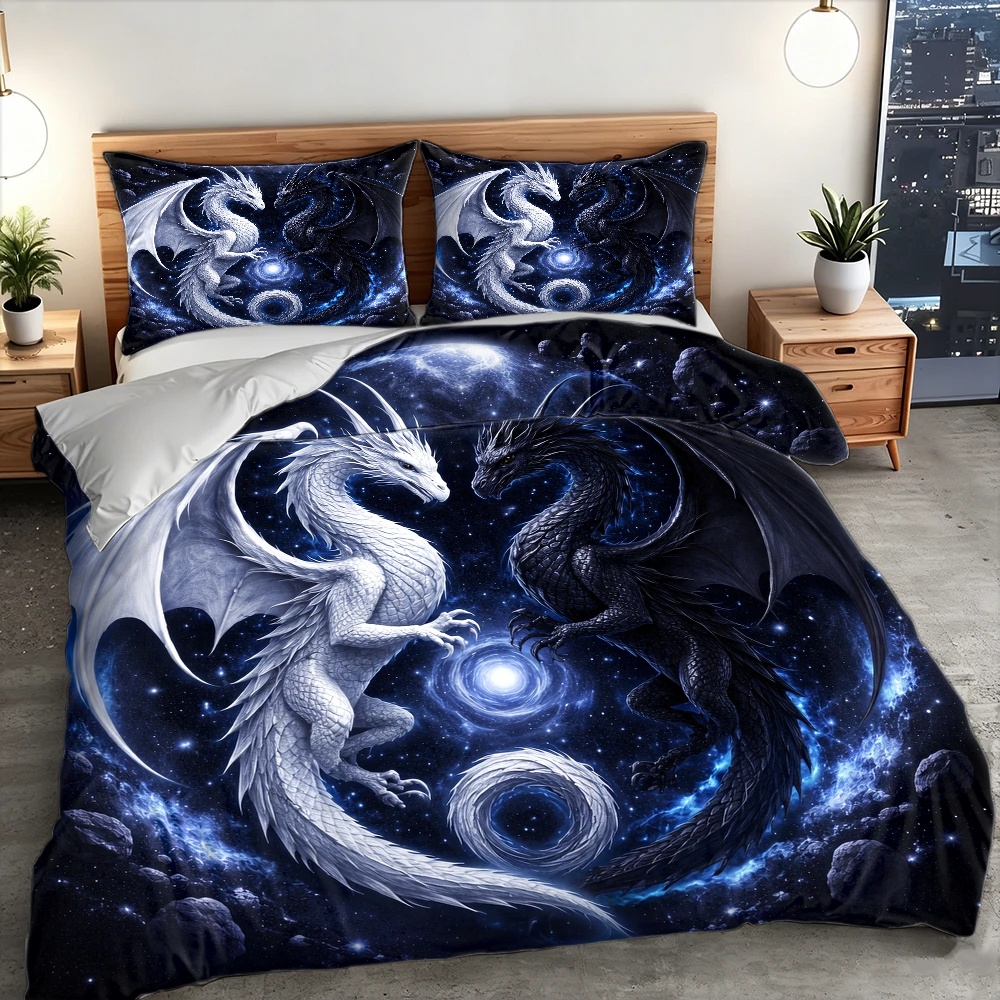 3Pc Starry Sky Dragon Totem Du - đánh giá và giá Duvet Cover Sets With Zipper