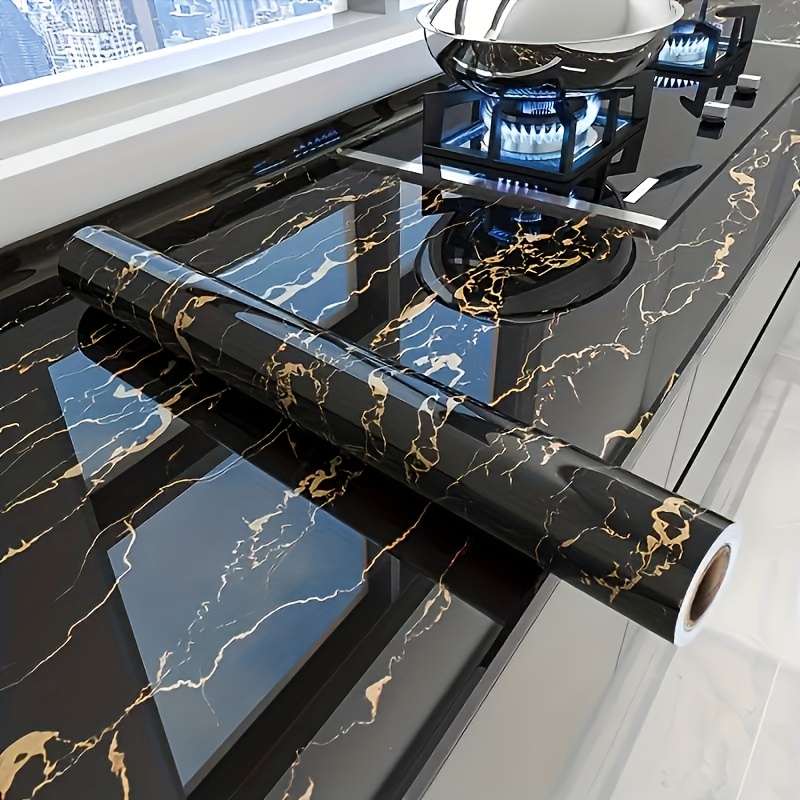 1pc Luxury Black Marble Wallpa - đánh giá và giá Kitchen