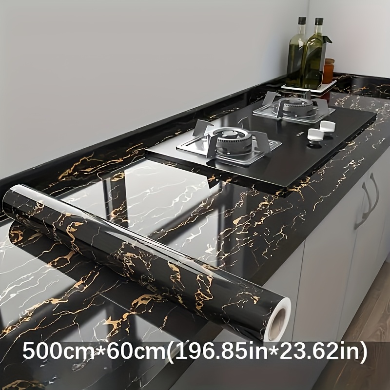 1pc Luxury Black Marble Wallpa - đánh giá và giá Kitchen